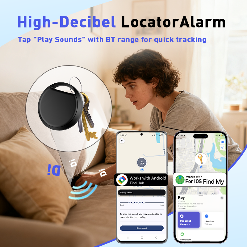 Android IOS Dual System Smart Tracker werkt met Apple Find My en Google Find Hub. Anti-verlies positionering voor iPhone, Xiaomi en GMS.