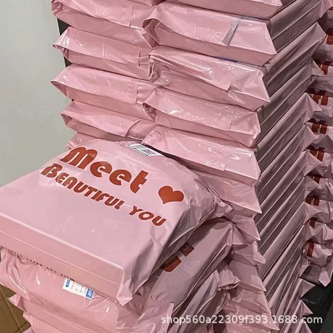 10 Stuks Ins Schattig Bedankt Roze Brief Express Kledingtas Vrouwen Kinderkleding Online Winkel Dikke Waterdichte Verzendverpakkingstas