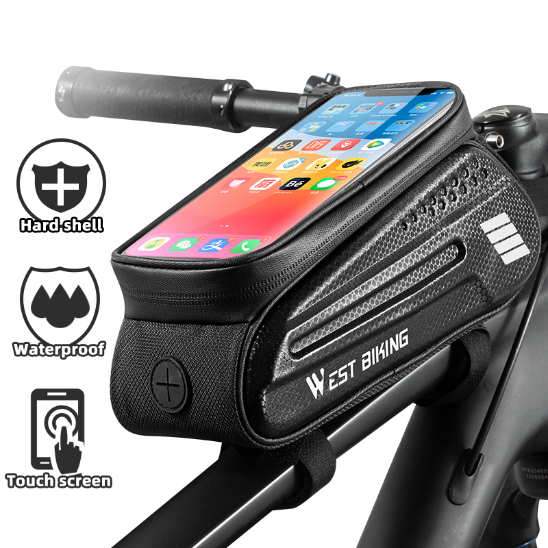 WEST BIKING Torba rowerowa 7,0-calowa torba na telefon Wodoodporna przednia rama Torba rowerowa Wrażliwy ekran dotykowy Torba na rower szosowy MTB