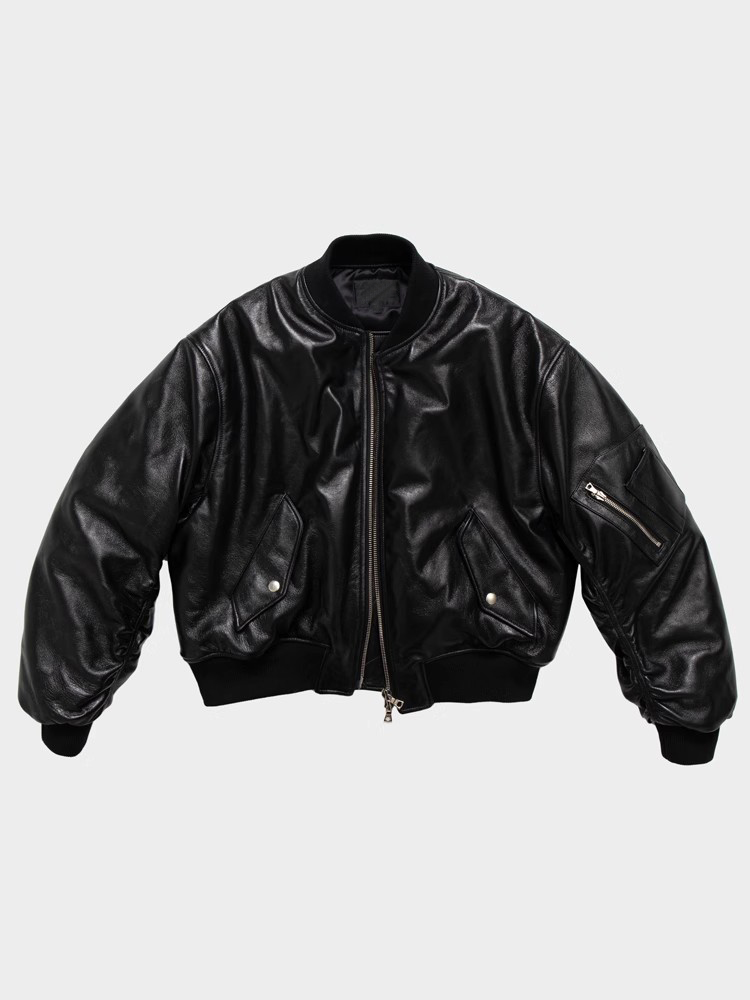 Mauroicardi outono legal bonito preto engrossado quente couro do plutônio jaqueta bomber dos homens zíper designer de luxo roupas americanas 2025