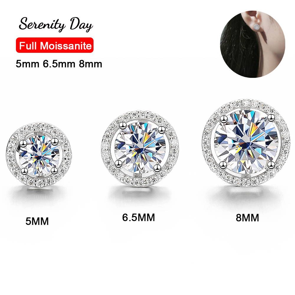 Serenity 0,5 ct 1 ct 2ct Alle D Moissanit Ohrringe Für Frauen Geschenk S925 Sterling Silber Funkelnden Runde Tasche Stud ohrringe Schmuck