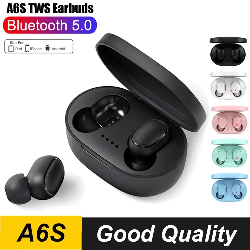 Auriculares inalámbricos A6S TWS auriculares Bluetooth 5,0 auriculares estéreo con micrófono para iPhone Xiaomi