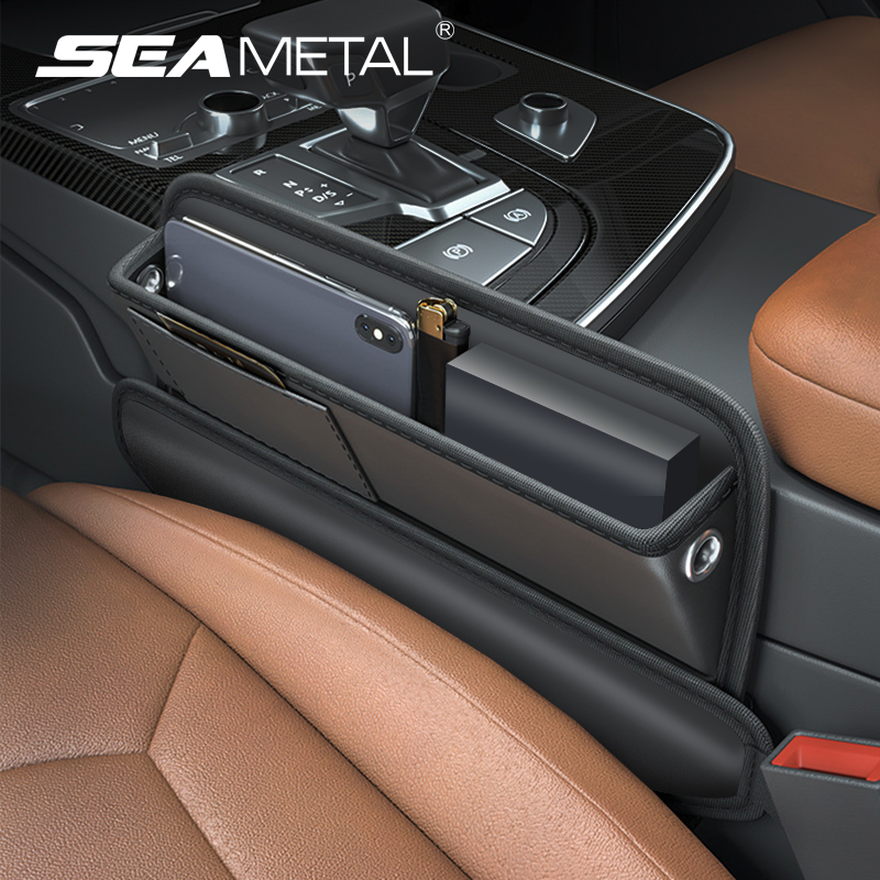 SEAMETAL Seggiolini auto Gap Storage Bag PU Pelle Auto Console Tasca laterale Seggiolino auto universale Scatola di immagazzinaggio fessura Gap Filler
