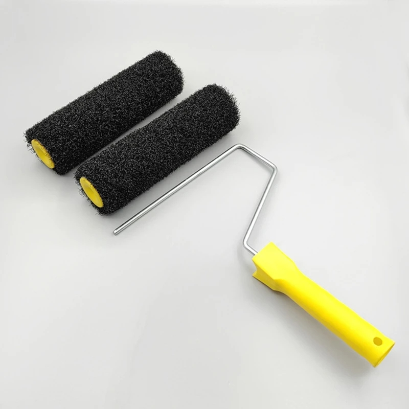 Escova de rolo de fibra preta de 9 polegadas para aplicação de massa, textura de arte de parede - ferramenta DIY de decoração de casa, 9 polegadas, preta, escova de fibra, rolo,