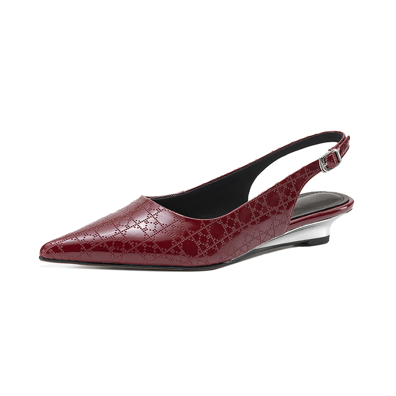 Sapatos Femininos de Salto Bloco em Couro Rachado SmallHut Trend 2026 Primavera Verão, Bico Fino, Salto Anabela, Cores Borgonha e Cinza, para Festa