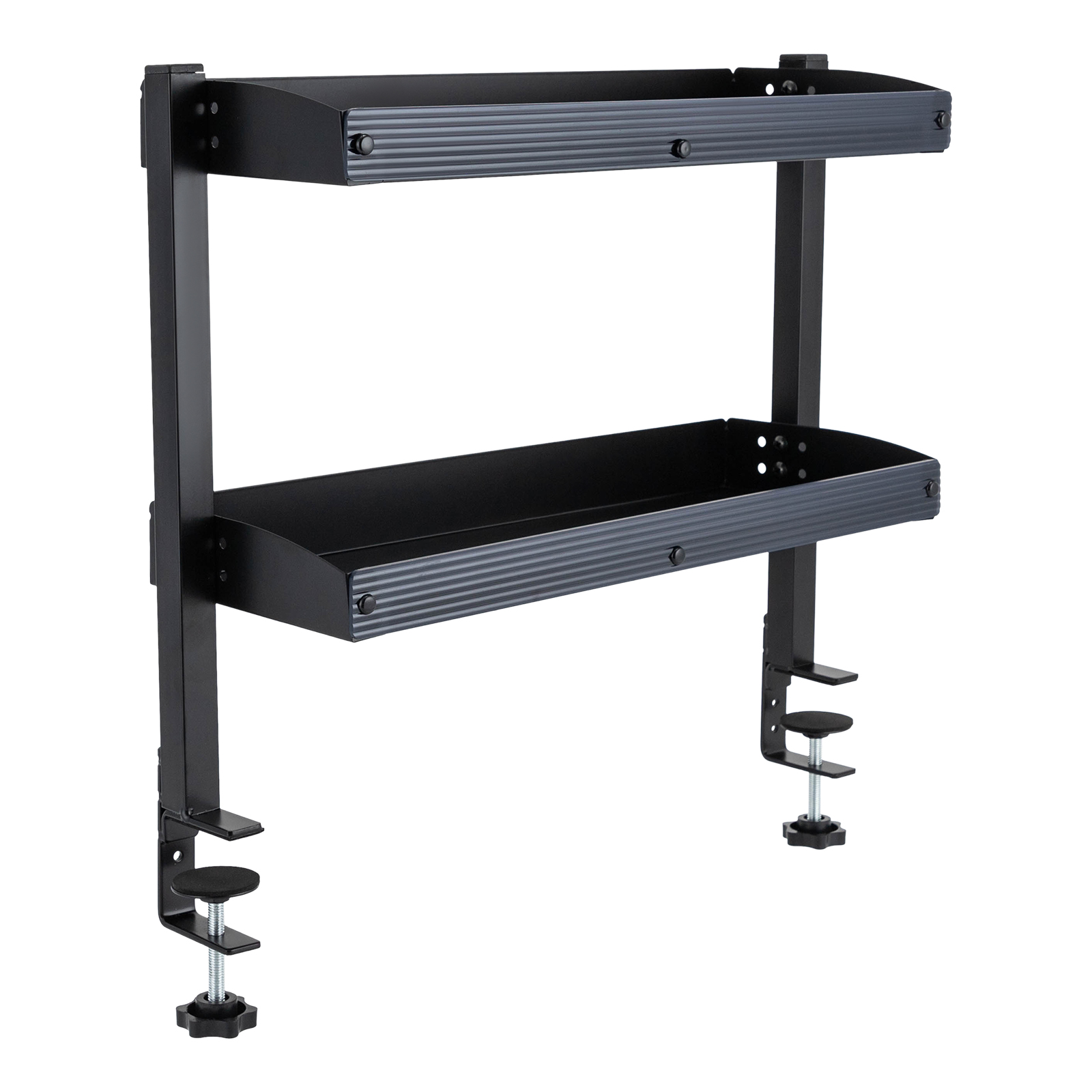 Étagère de bureau à pince, organisateur d'étagères d'angle à 2 niveaux, au-dessus ou sous la table, noir