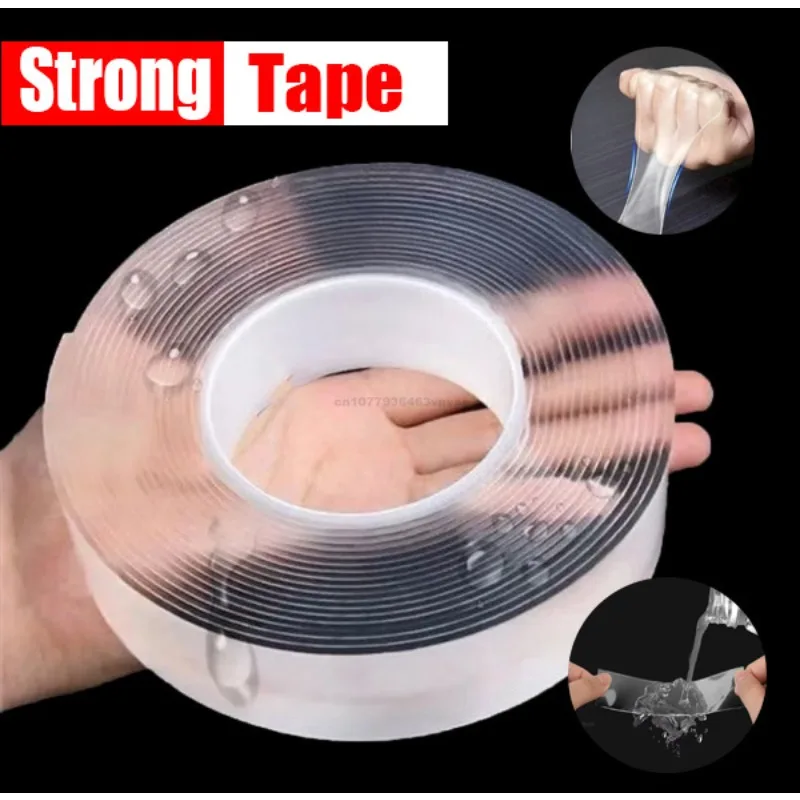Nano cinta adhesiva de doble cara súper fuerte, cintas transparentes reutilizables impermeables, resistencia al calor, decoración del hogar y el baño