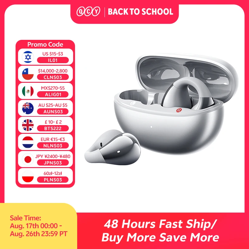 QCY Crossky C30S Auriculares inalámbricos de oído abierto de alta resolución con clip LDAC Auriculares Bluetooth 6,0 Clip en OWS Auriculares deportivos 40 horas