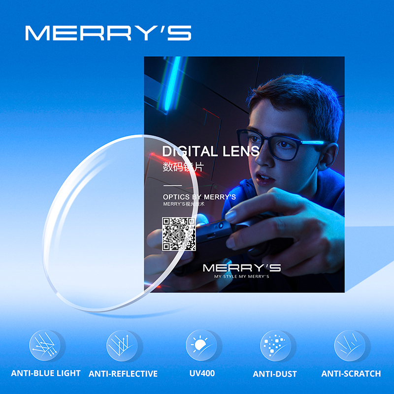 MERRYS Anti-Blaulicht-blockierende Linse, K1-Serie, Teenager, blaues Licht blockierende Computer-Brillenlinse, verschreibungspflichtige Optiklinse für Kinder