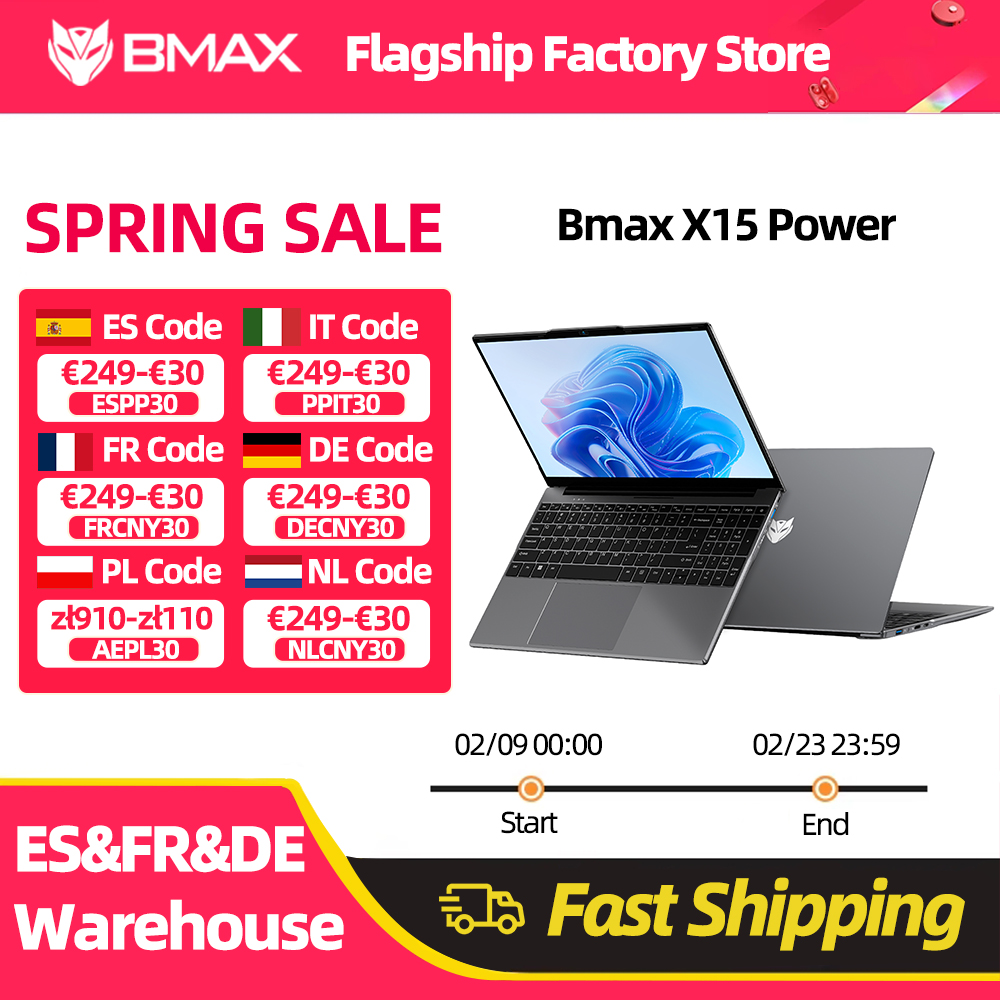 Bmax X15 puissance 15.6 pouces 16 go Ram 512 go Ssd Intel Core I3-8109U Cpu Windows 11 ordinateur portable 1920*1080 HDMI Wifi USB Pc ordinateur portable Ddr4