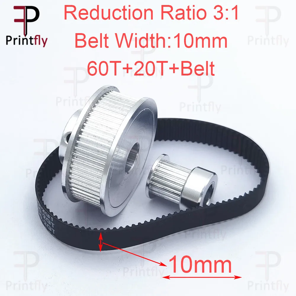Printfly GT2 Distributieriemschijf 60 tanden 20 tanden 5 mm/8 mm Reductie 3:1/1:3 riembreedte 6 mm 10 mm voor 3D-printeraccessoires