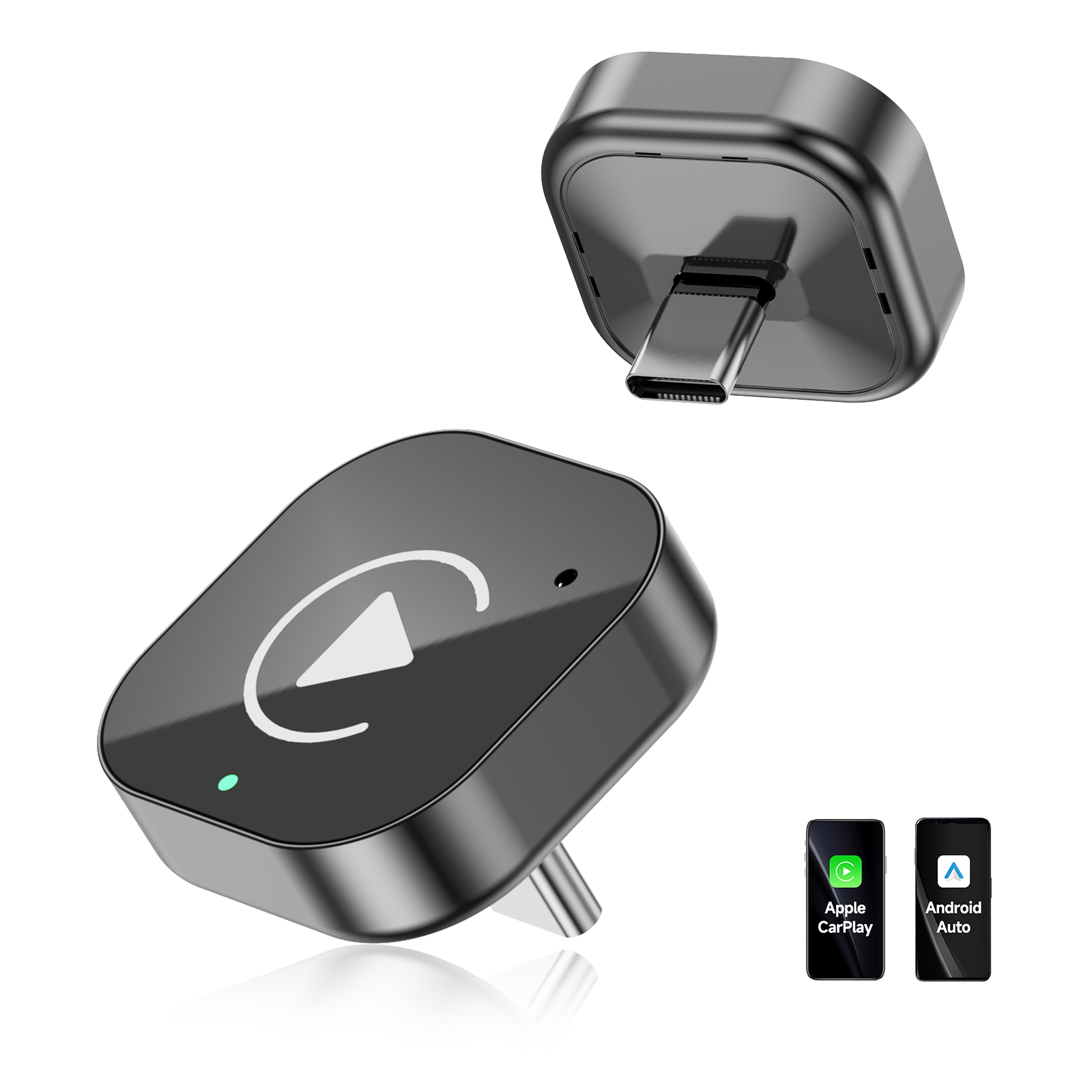 (Tipo C) Dongle carplay 2 en 1, carplay inalámbrico Apapter USB C/Android Auto USB C para converte con cable a Plug & Play inalámbrico