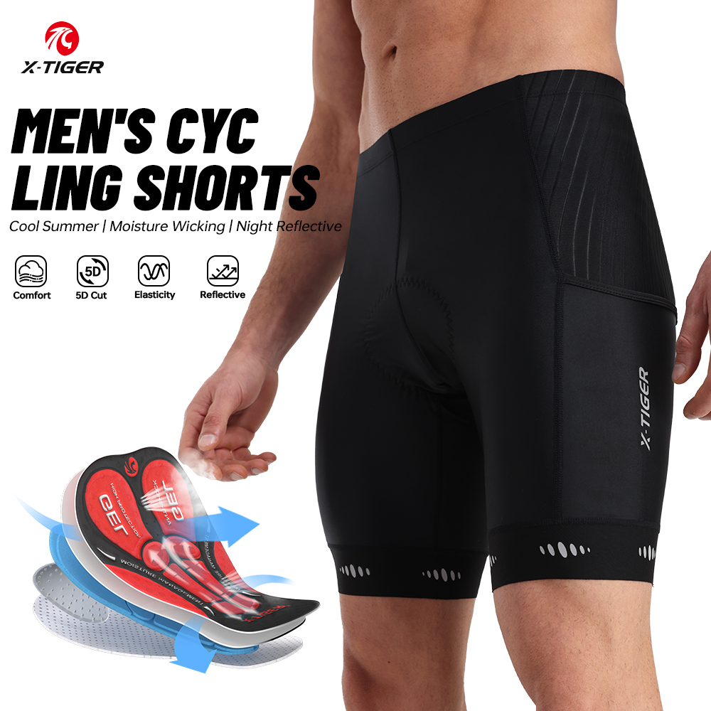 X-Tiger – cuissard de cyclisme pour hommes,sous-vêtement rembourré en Gel 5D Rembourré Cuissard Antichoc VTT Shorts De Vélo Vélo De Route Shorts,longue Distance, Slim Fit
