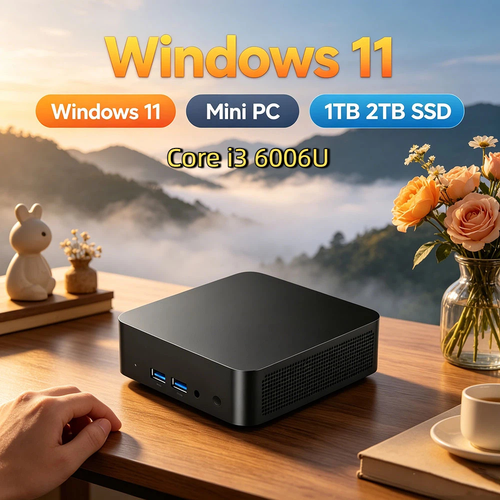 Mini PC Gamer de Alto Desempenho Core i3 6006U Windows 11 Pro 32GB RAM 1TB/2TB SSD BT5.2 WiFi6 4K HD Dispositivo para Escritório com 3 Anos de Garantia