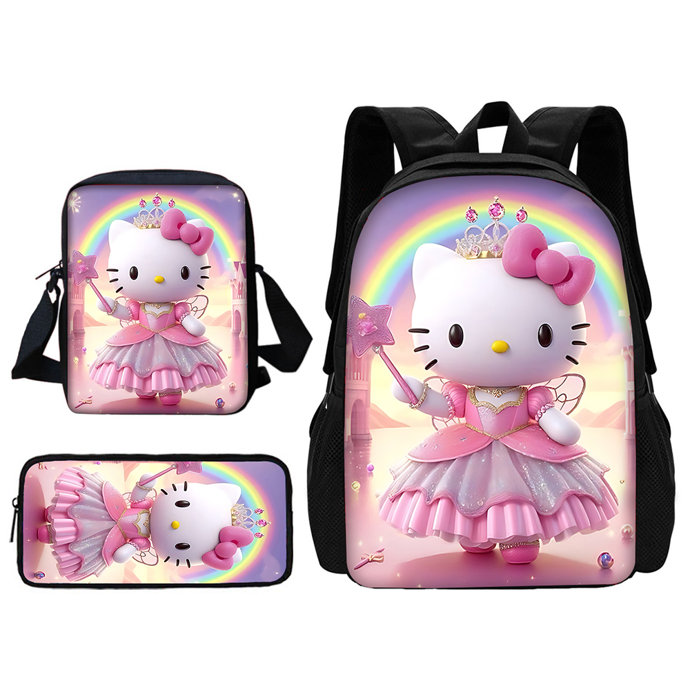   Hellos-mochila escolar de dibujos animados k-kittys para niños y niñas, bolsos de hombro para hombres y mujeres, caja de lápices, mochila para niños