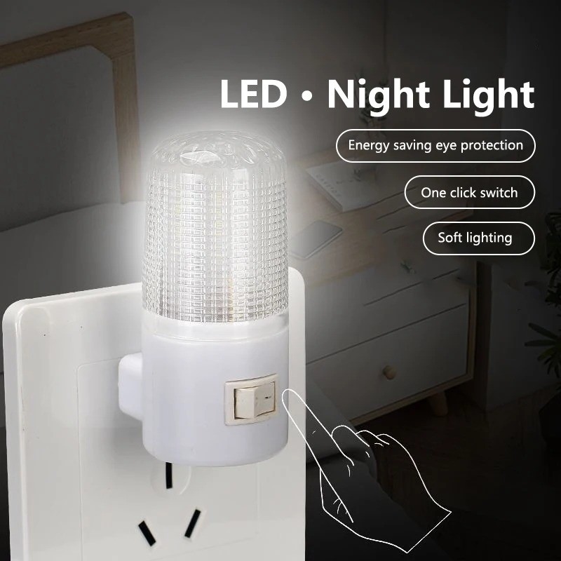 1/2 Buah Lampu Malam LED Steker US/EU Lampu Ruangan Hemat Energi Ruang Tamu Kamar Tidur Koridor Pencahayaan Rumah Lampu Malam Dalam Ruangan Samping Tempat Tidur