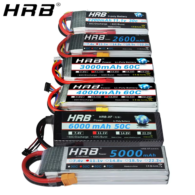 HRB Lipo Batterij 2S 3S 4S 6S 1300mah 1500mah 2200mah 2600mah 5000mah 6000mah 4000mah 7.4V 11.1V 14.8V 22.2V T XT60 RC Onderdelen