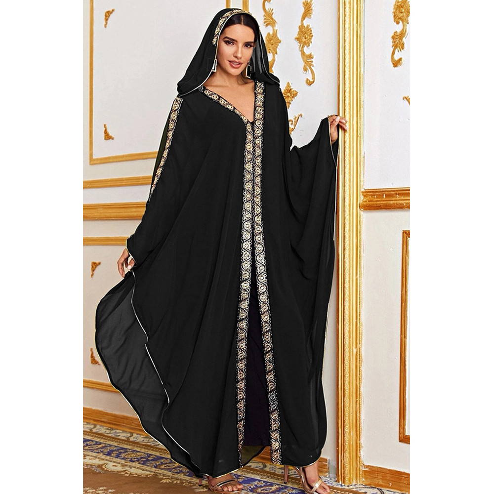Abaya marrocos kaftan dubai com capuz maxi vestido manga morcego farasha kaftan muçulmano feminino africano aberto quimono boubou noite vestido longo