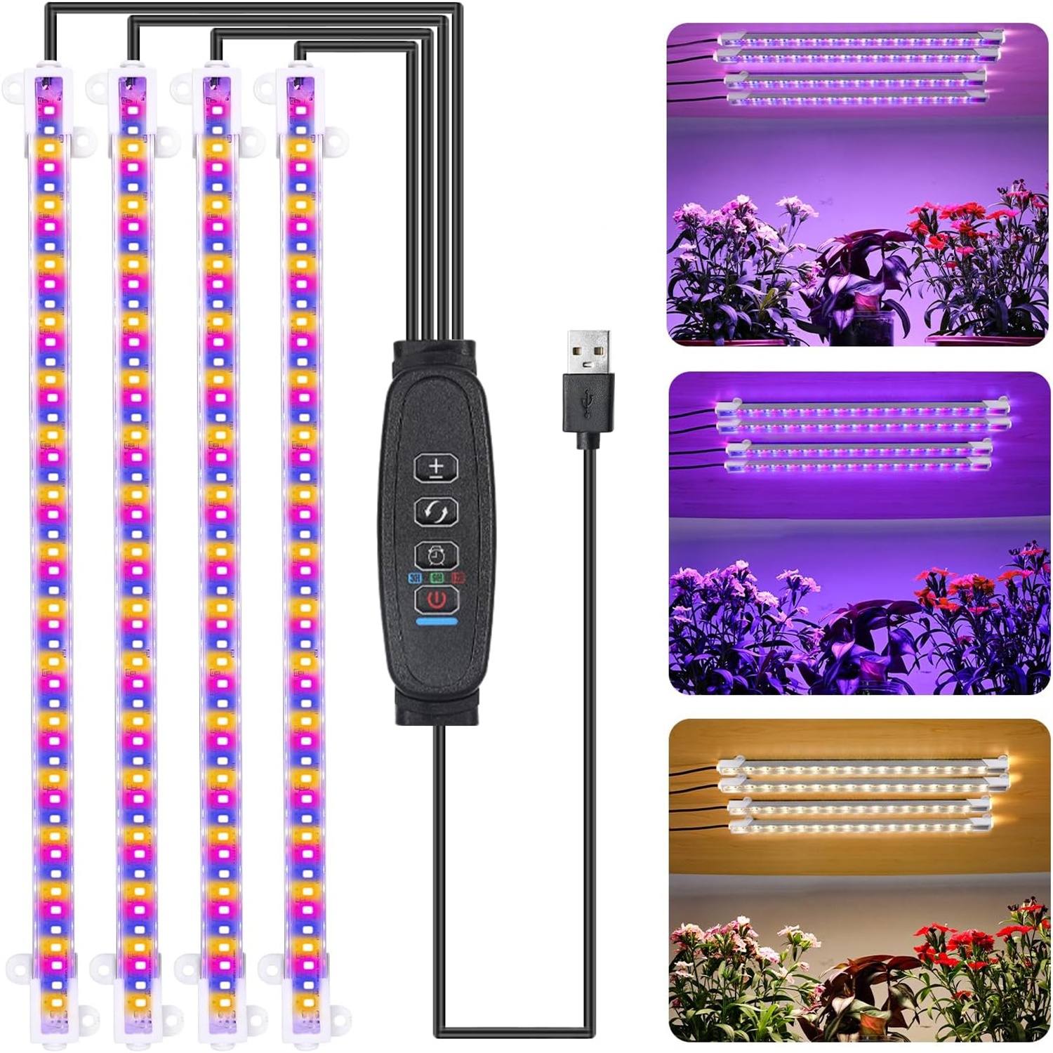 3 色屋内 Led 成長ライト USB DC5V タイマー植物ランプ植物用調光可能な LED ランプ Phytolamps フルスペクトル水耕栽培