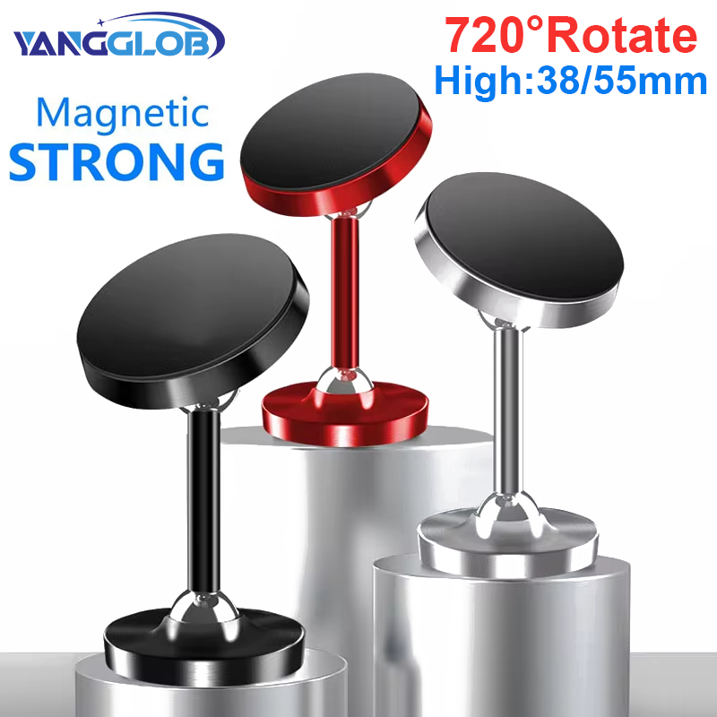 YANGGLOB 720 °   Soporte magnético para coche de aleación de doble eje con rotación, soporte magnético para teléfono de doble bola para cualquier modelo de teléfono