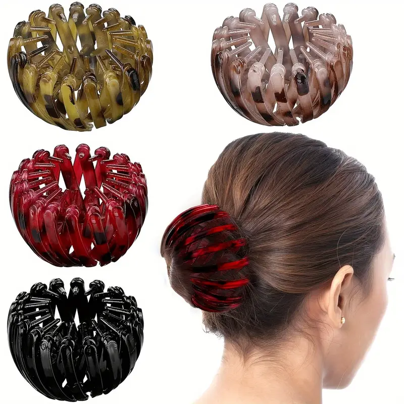 Pinza para el pelo con forma de nido de pájaro a la moda: coleta elástica geométrica retro y diadema para moño para mujer