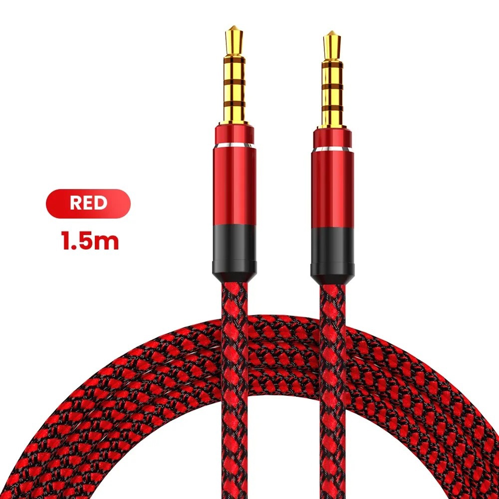 1.5m 3.5mm 잭 남성-남성 연장 AUX 라인 오디오 케이블 아이폰 삼성 샤오미 자동차 헤드폰 오디오 잭 브레이디드 와이어