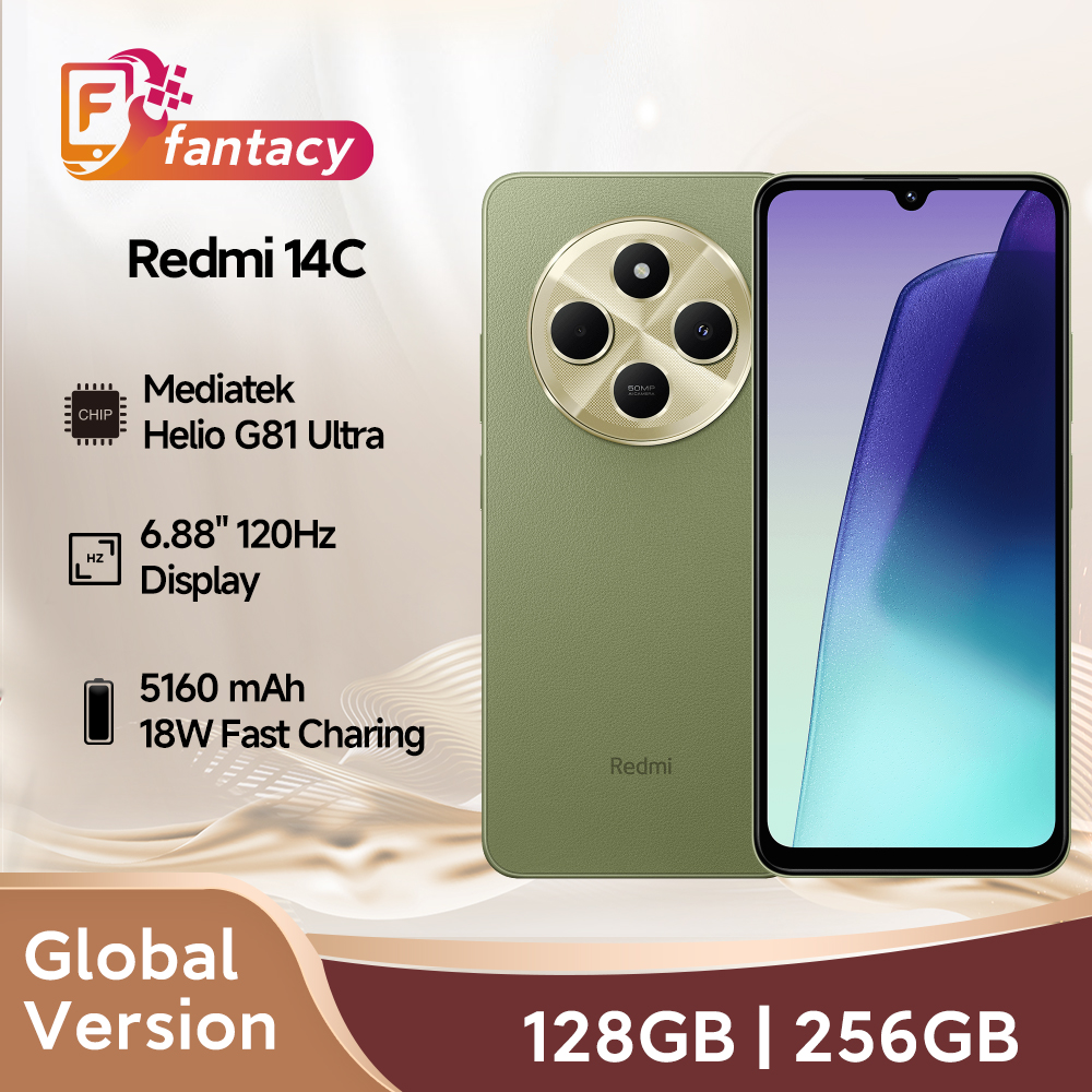 Глобальная версия Xiaomi Redmi 14C Смартфон погружения 6,88'' 120 Гц дисплей 50MP AI двойная камера массивный 5160mAh аккумулятор