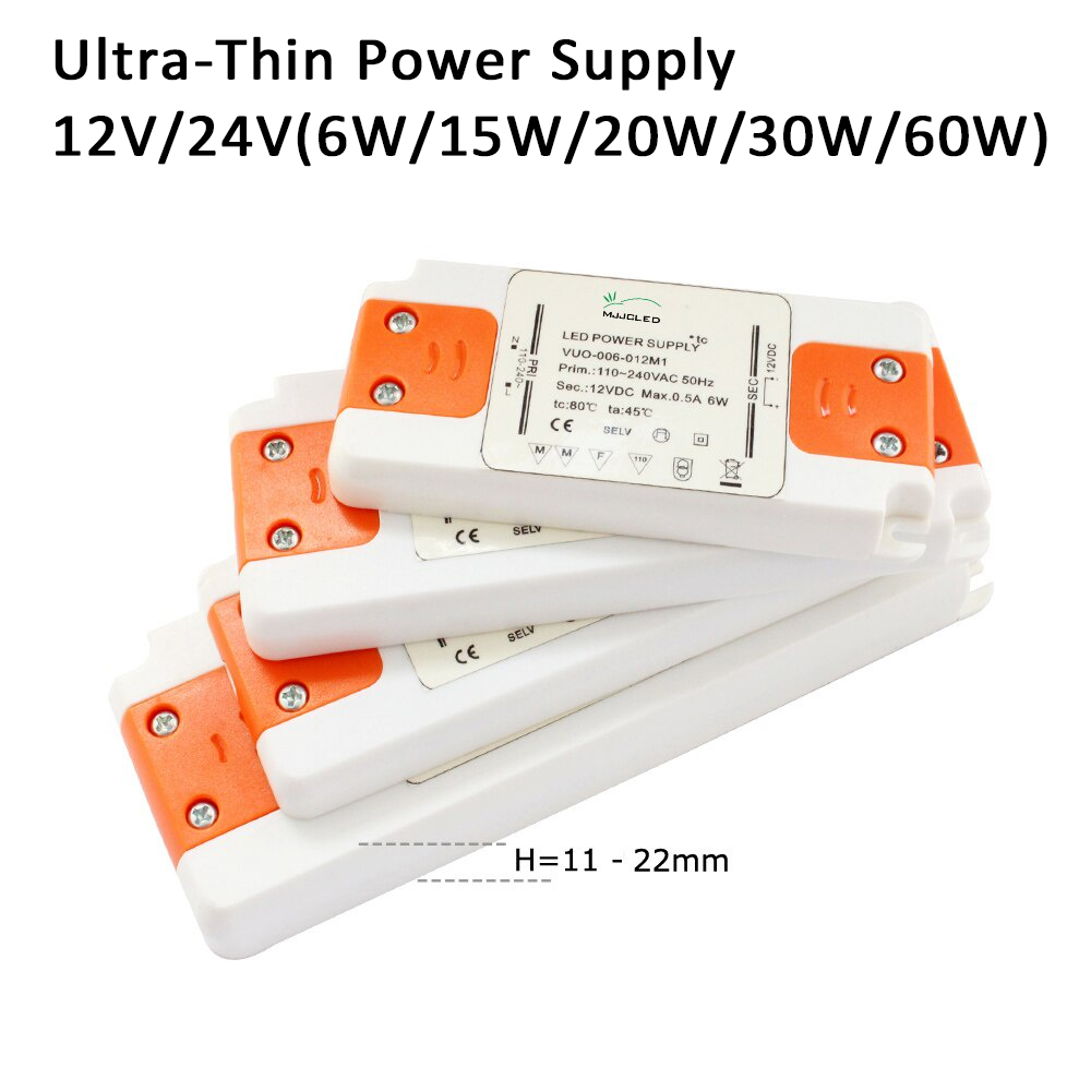 12V 24V 초박형 전원 공급 변압기 LED 드라이버 일정 전압 110V 220V에서 DC12V 24V로 변환 20W 30W 60W LED 스트립 조명용