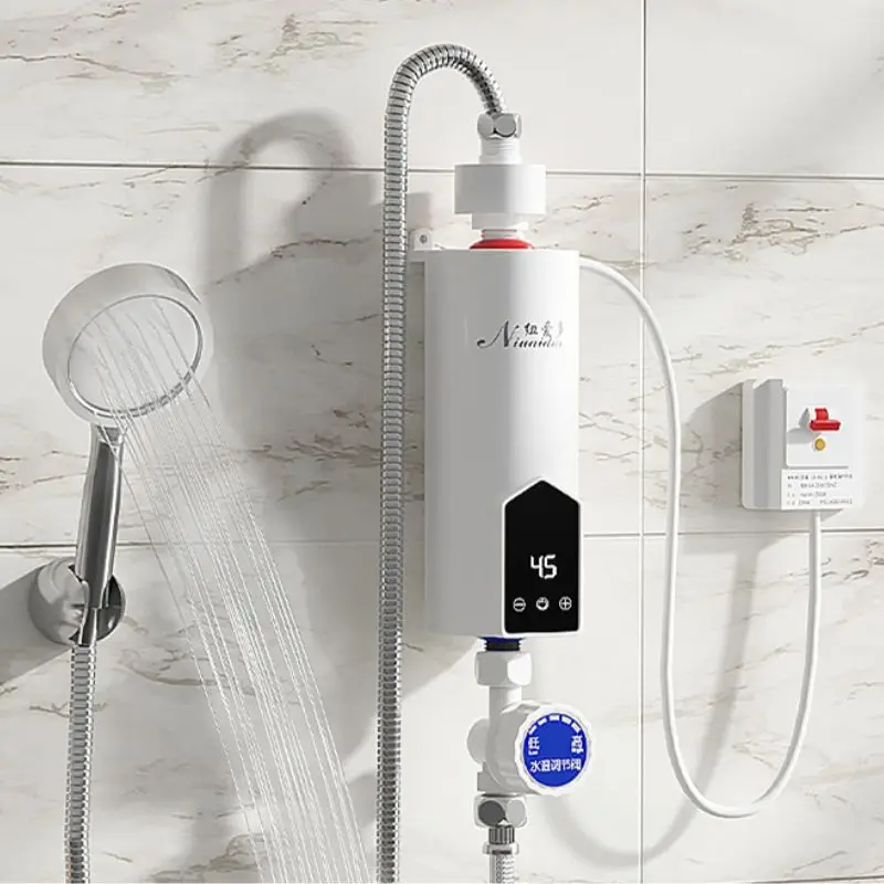 Calentador de agua eléctrico sin tanque, mini calentador de agua caliente instantáneo con pantalla LCD para lavado de cocina, baño y ducha