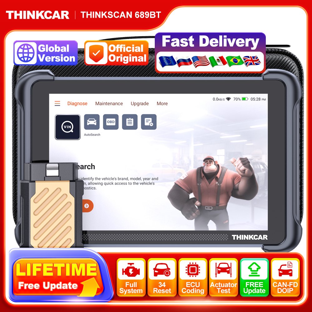 THINKCAR THINKSCAN 689BT escáner automático sin vida profesión 34 reinicio ECU codificación bidireccional DOIP OBD2 herramientas de diagnóstico de coche