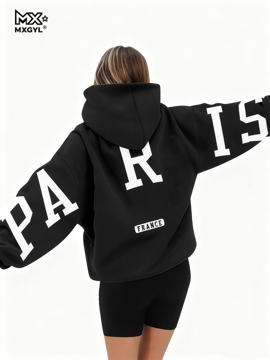 Jersey informal holgado europeo y americano, Sudadera con capucha, abrigo, estampado de letras, calle alta, Hip-Hop, moda para hombres y mujeres