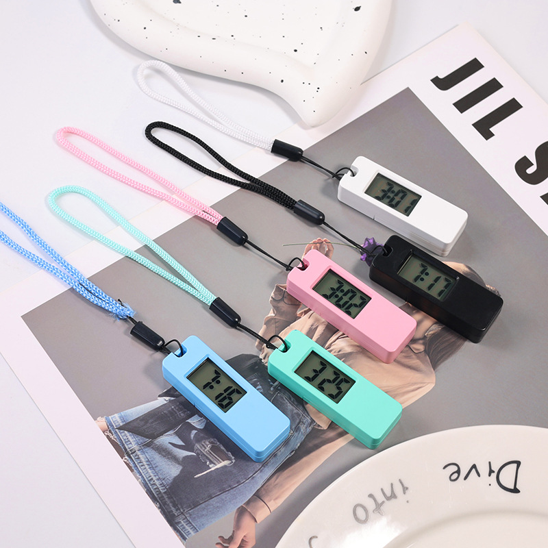 Luminoso led chaveiro relógio de bolso para crianças silencioso lcd display digital portátil estudante exame estudo relógio de mesa homem mulher