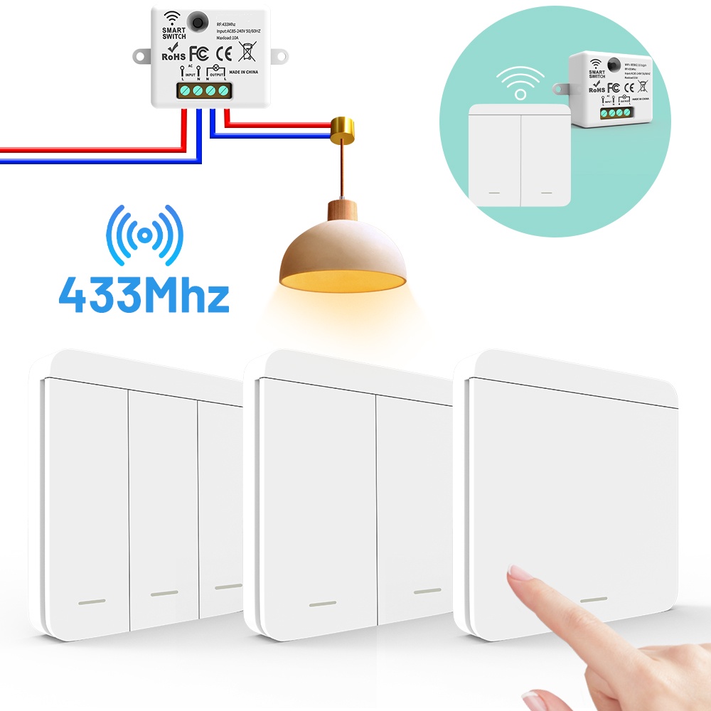 86 ไร้สายสมาร์ท RF 433 Mhz 100-220 V แผงรีโมทคอนโทรล Mini รีเลย์ตัวรับสัญญาณบ้านหลอดไฟ Led สวิทช์