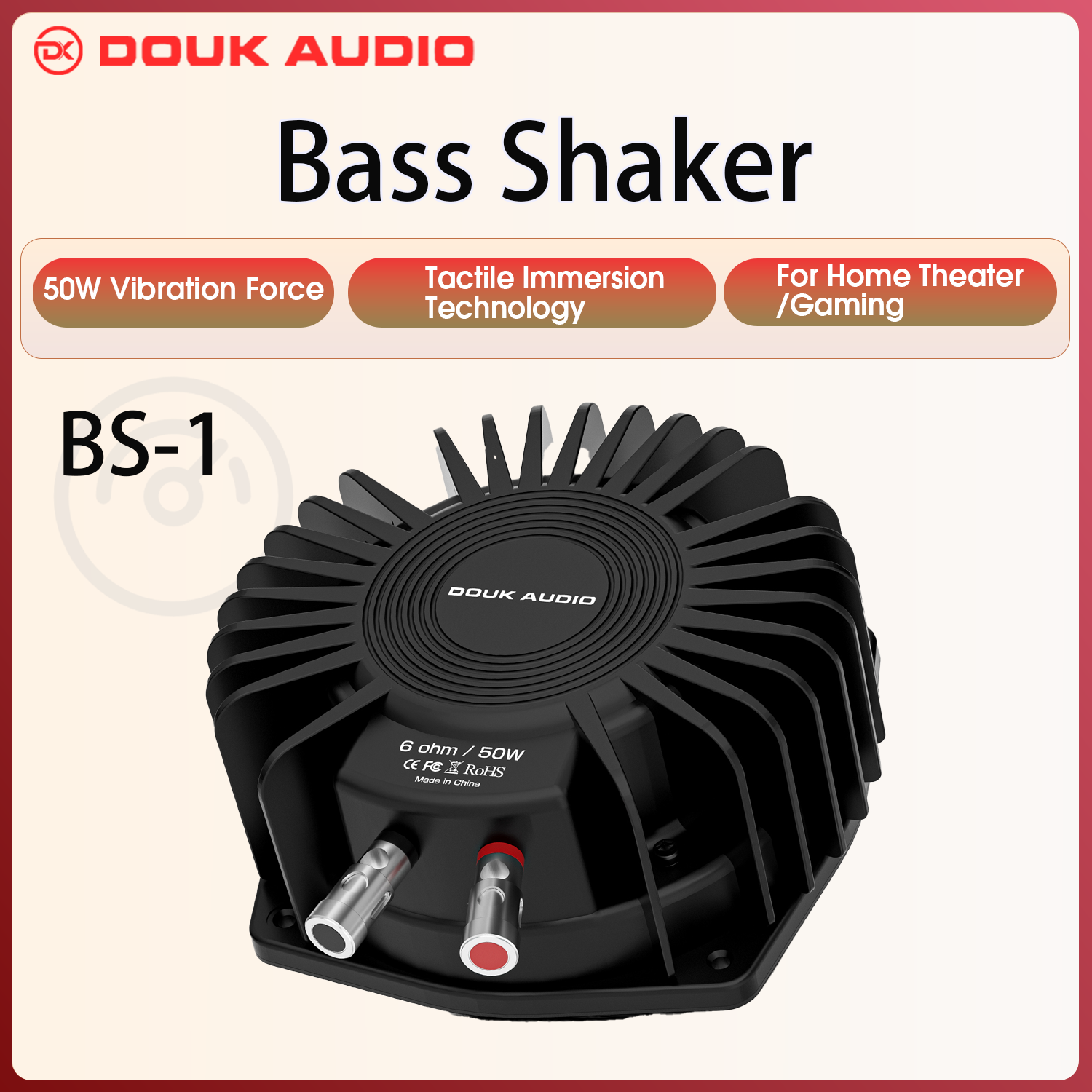 Высокомощный тактильный басовый шейкер Douk Audio 50 Вт, преобразователь сабвуфера для домашних/автомобильных кинотеатров