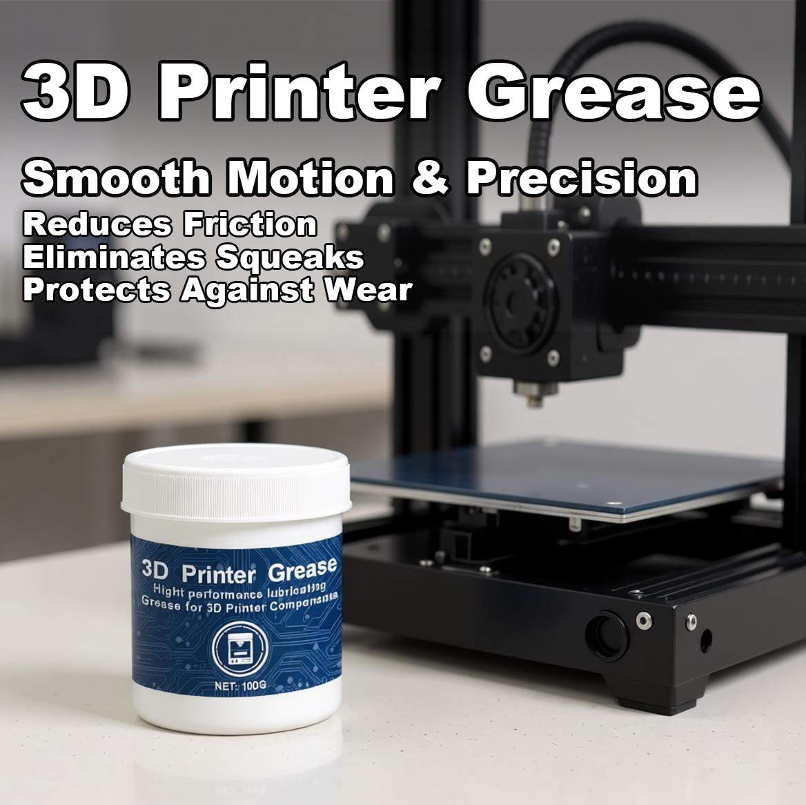 100g Lithiumfett 3D-Drucker-Schmiermittel für Gewindespindeln & Linearführungen. Reduziert Geräusche, Reibung & Verschleiß für reibungsloses Drucken