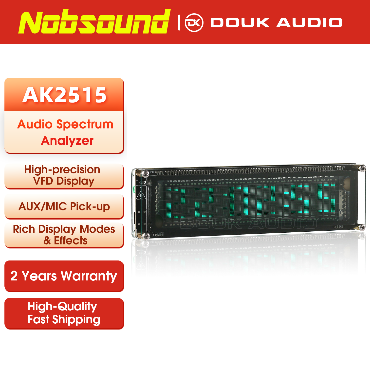 Nobsound AK2515 Bluetooth 5.0 micro ramasser analyseur de spectre Audio VFD sonomètre VU mètre écran d'affichage