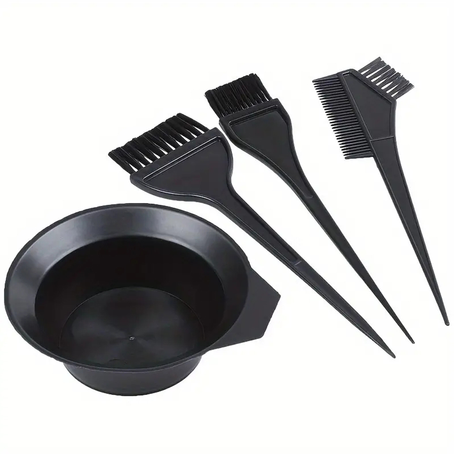 4 szt./zestaw Czarne Akcesoria do Farbowania Włosów Zestaw do Koloryzacji Włosów Grzebień do Farbowania Szczotka do Mieszania Plastikowa Miska do Mieszania Kolorów Narzędzie do Stylizacji Włosów DIY