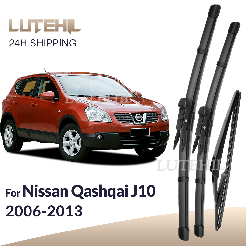 Untuk Nissan Qashqai J10 2006-2013 2007 2008 2009 Wiper Depan & Belakang Wiper Blades Kaca Depan Kaca Depan Jendela Sikat 24 "+ 15" + 12"