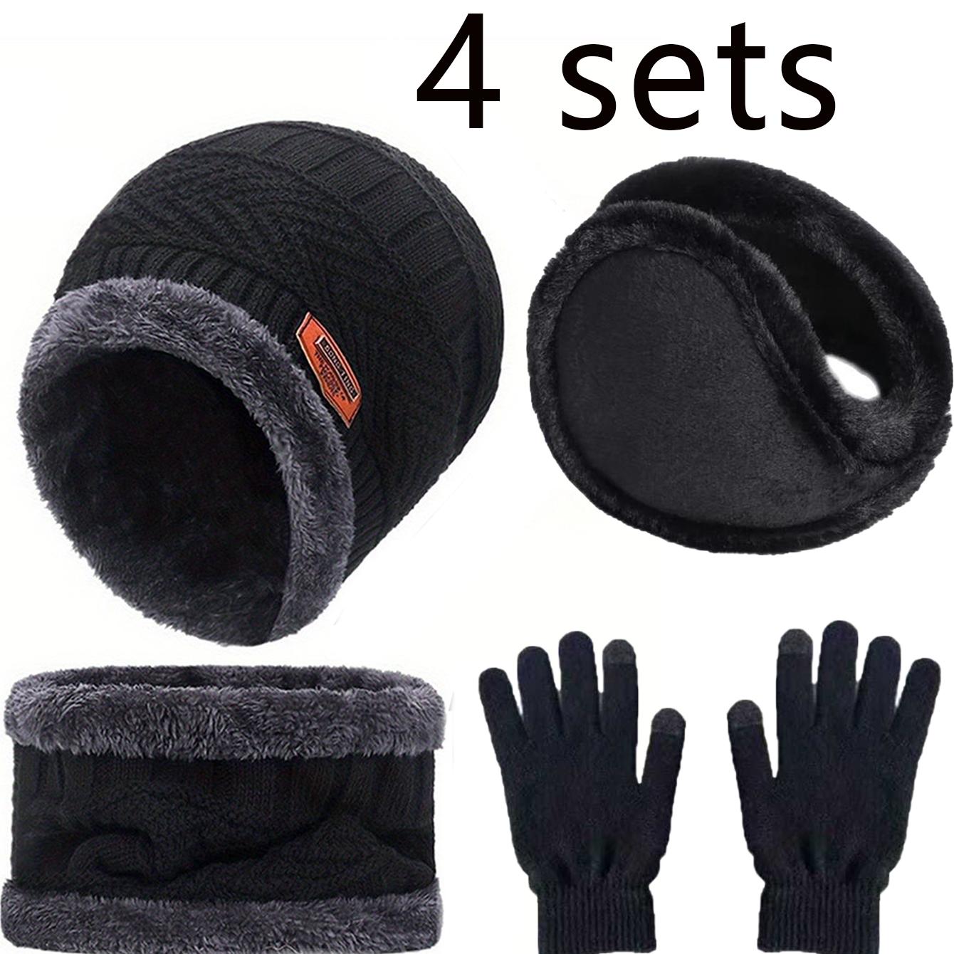 2/4pcs sets Winter Warm Velvet men Hat Scarf Gloves Set For men and women Girls Outdoor Riding Hat Beanies Neck Protection Scarf