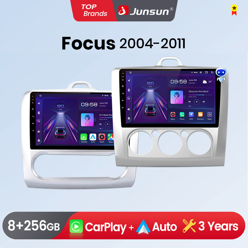 Junsun-Radio con GPS para coche, reproductor Multimedia con Android, CarPlay, estéreo, sistemas inteligentes, para ford focus 2, 3, Mk2, Mk3, 2004-2011