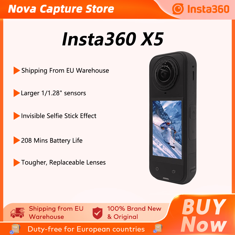 Kamera sportowa Insta360 X5 2025 Nowa 8K 30fps Wymienny obiektyw Układ AI Doskonała jakość w słabym oświetleniu Długa żywotność baterii Insta X5