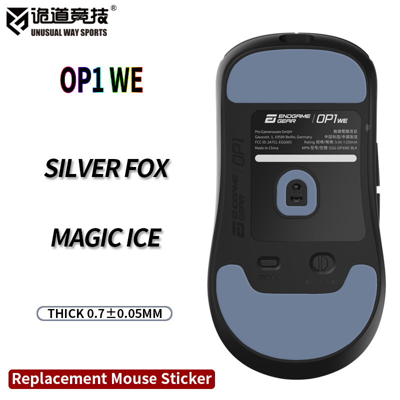 InusualWaySports Patines de ratón Pies ENDGAME GEAR OP1 WE 8K Superficie curvada PTFE Anti colapso Magic Ice Black Fox