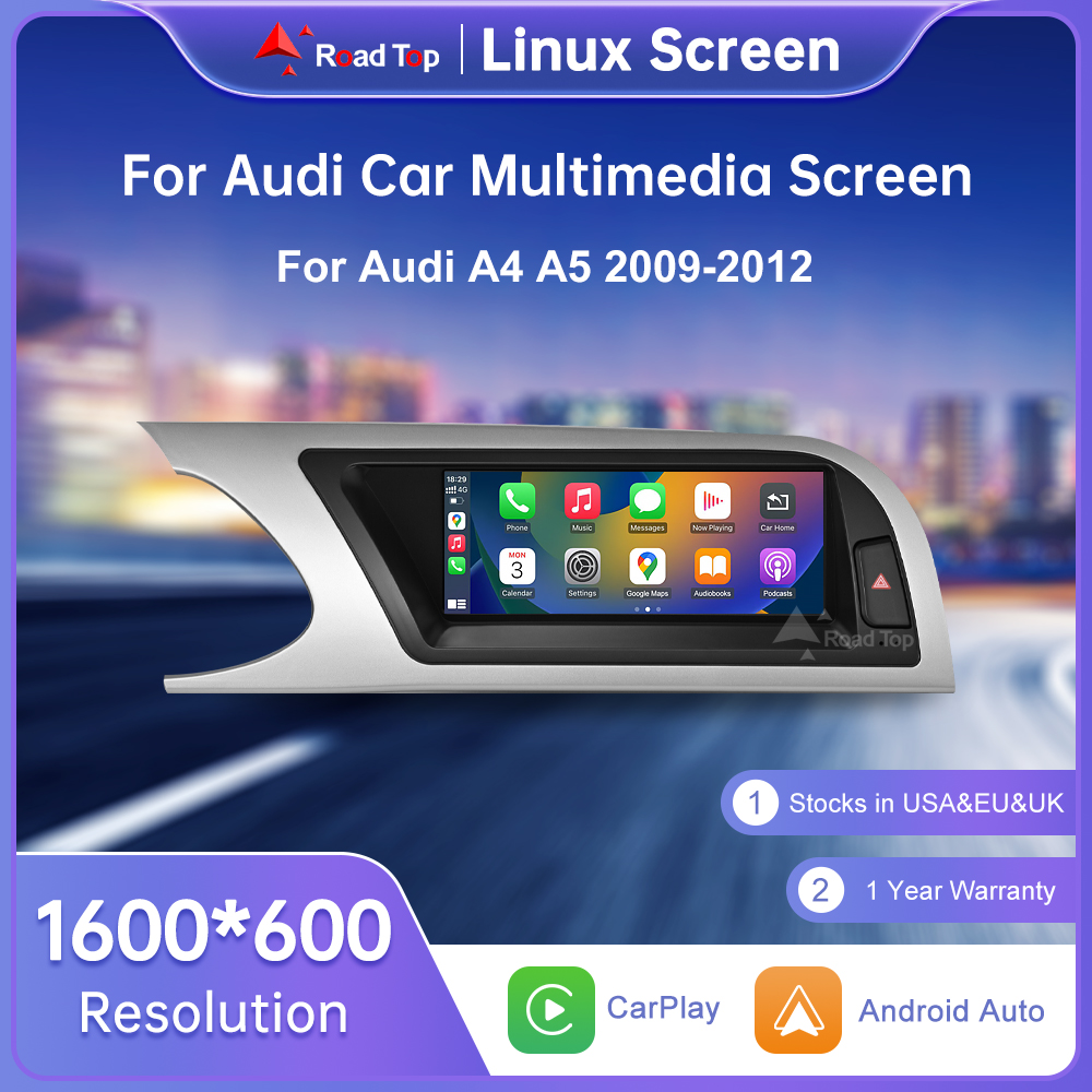 Pantalla Linux Multimedia de Radio para coche de 8,8 pulgadas para Audi A4 A5 2009-2012 con función inalámbrica CarPlay Android Auto Airplay Miracast