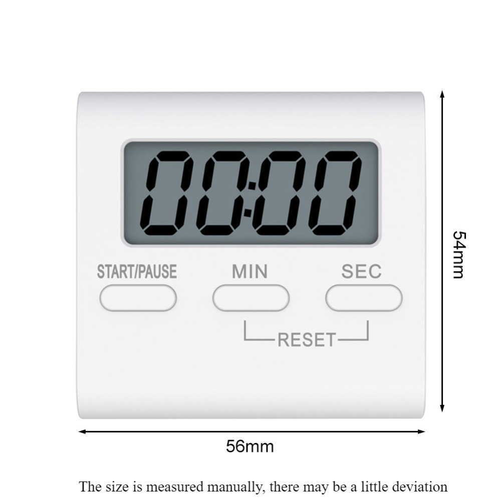 Kitchen digital timer with loud alarm and no battery countdown, white
