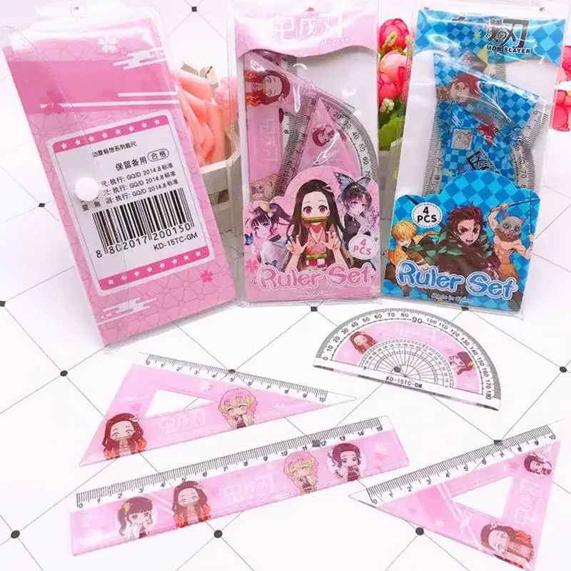 4 pièces/ensemble Anime règle dessin mesure géométrie Triangle règle ensemble cadeaux