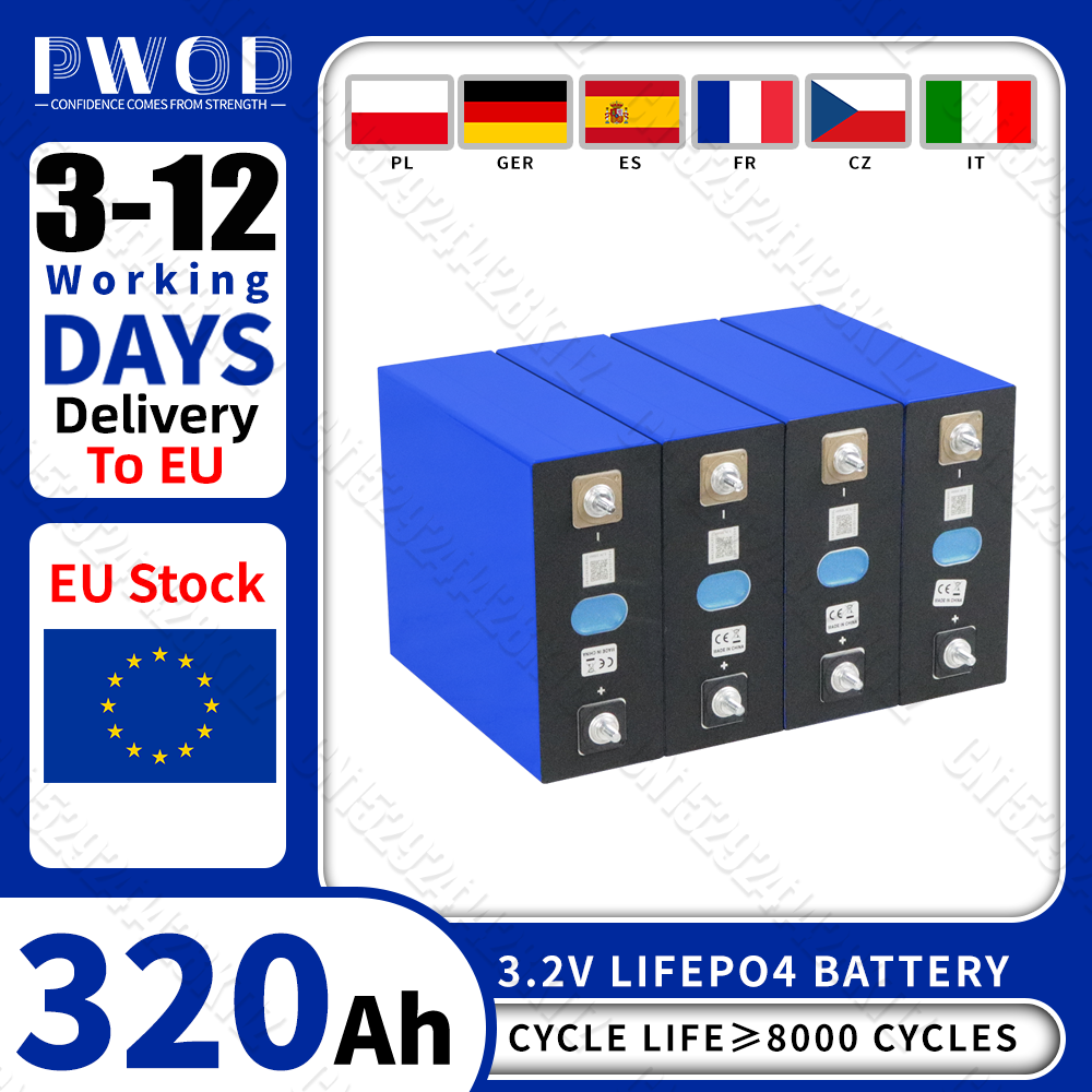 Baterai Lifepo4 320AH 3.2V Baru 8000 Siklus Baterai Isi Ulang DIY 12V 24V 48V RV EV Perahu Golf Cart Yacht Van Paket Sel