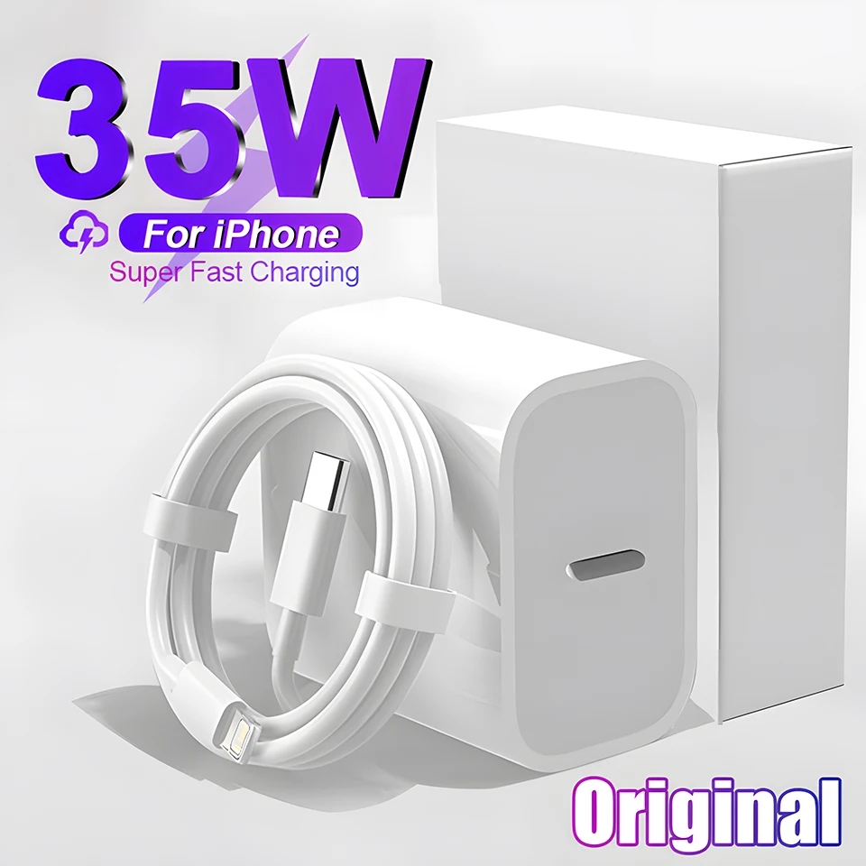 For 35W For iPhone Charger USB Type C Fast Charger For iPhone 14 13 12 11 Pro Max XR XS Plus PD Charging Cable Accessories
