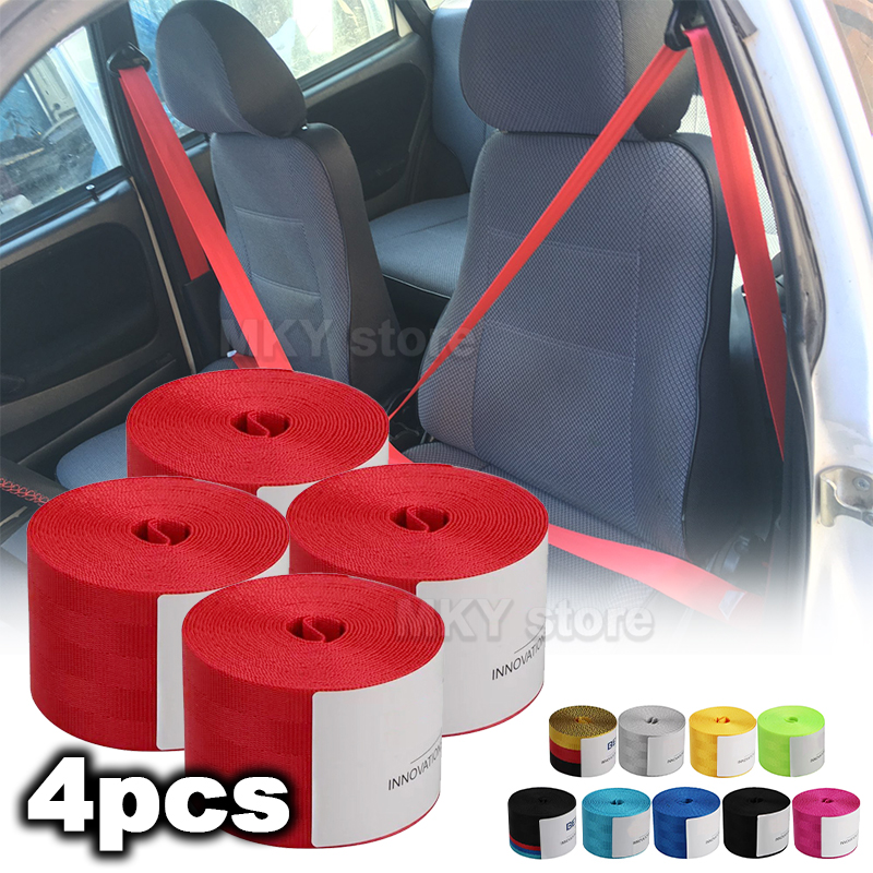 4Pcs Universal Auto 3.6M เสริมสร้างที่นั่งเข็มขัด Webbing ผ้าแข่งรถความปลอดภัยที่นั่งเข็มขัดสายรัดสายรัดขายส่ง