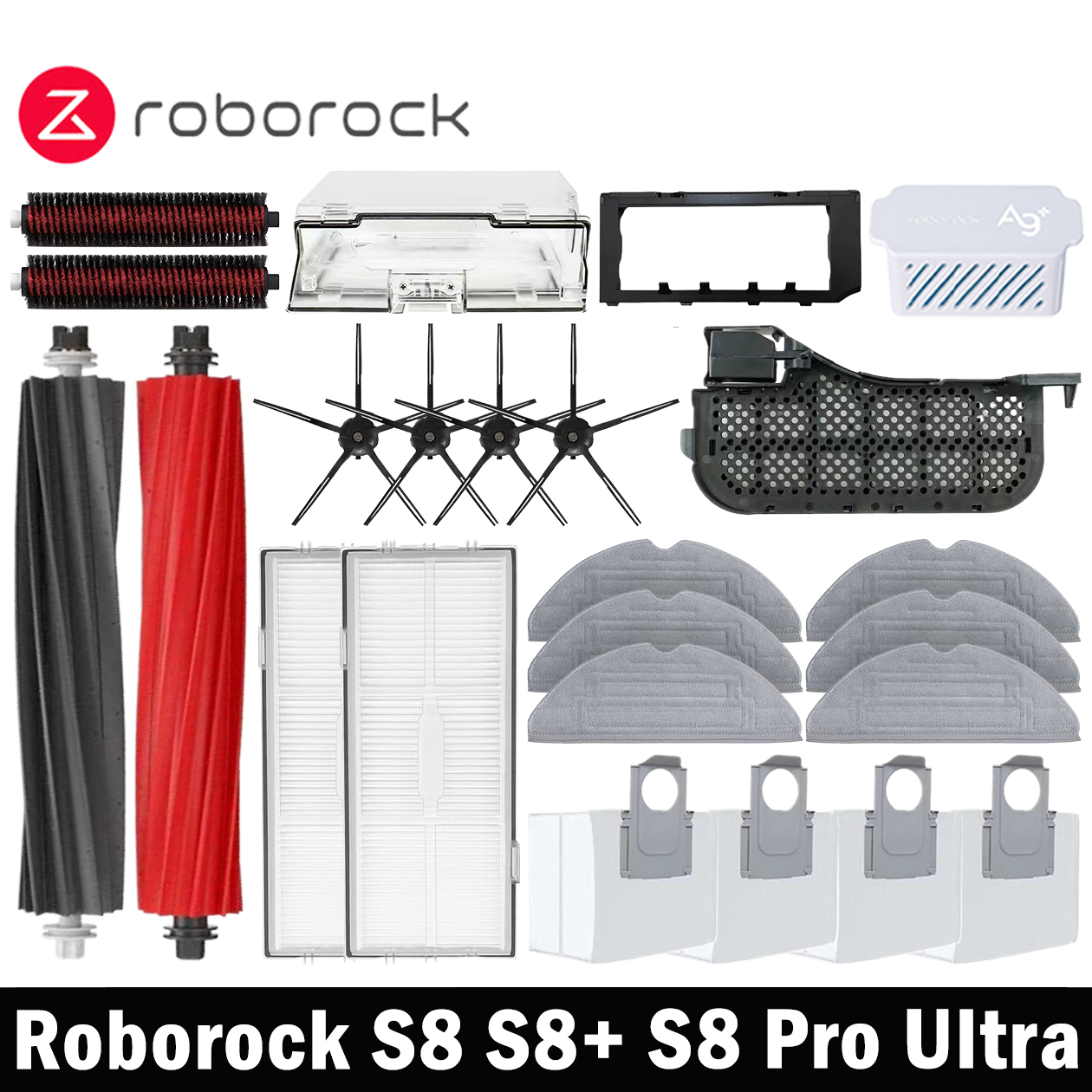 Roborock S8 S8 Pro Ultra S8 + robot aspirador fregona Choth bolsas de vacío accesorios filtro de Cepillo Lateral repuestos reemplazables