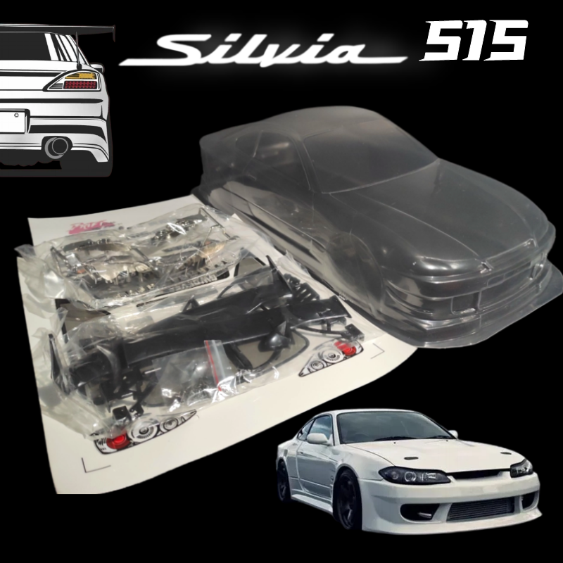 RC 1/10 Coppermix JDM Silvia S15 PVC carrocería 260mm distancia entre ejes con pantalla y alerón para 1/10 RC Turing Drift